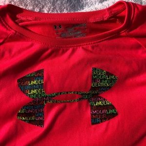 Under Armour bright neon pink Youth Lg heat gear